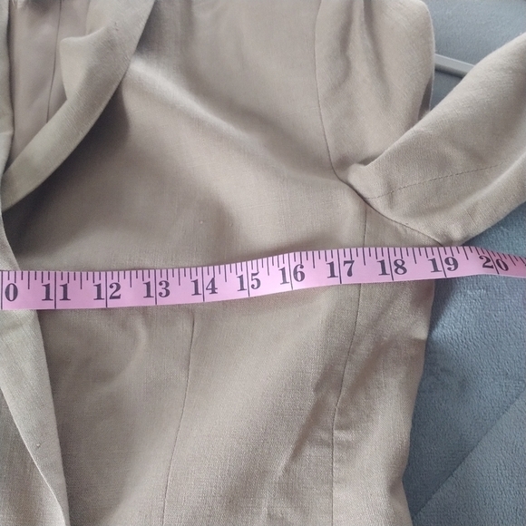 Rena Rowan for Saville Petite Tan Linen Blend Vintage Double Breasted Blazer 8P - Picture 8 of 12